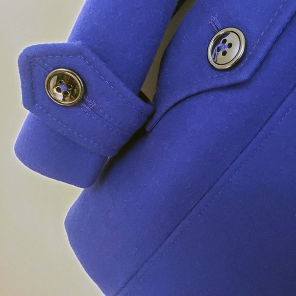 Apt. 9 Size S Royal Blue Double Breasted Button Down Wool Blend Pea Coat Jacket - Picture 4 of 13